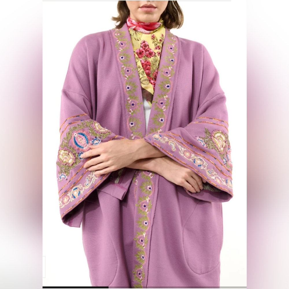 NWT ARATTA JULIETTE EMBELLISHED FRENCH TERRY KIMONO JACKET - Picture 6 of 13